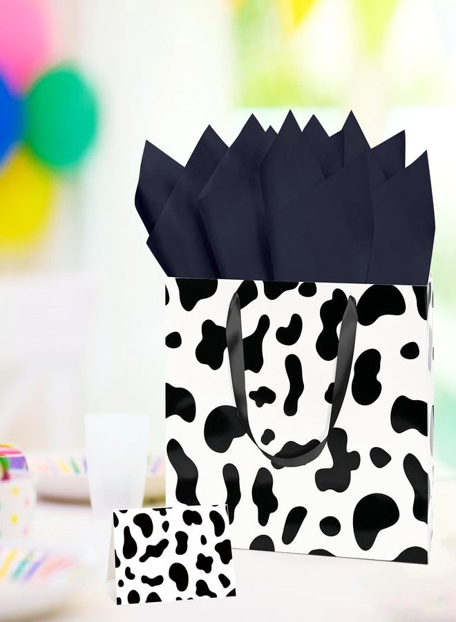 MUNILAIL 13 Inches Cow Print Gift Bag Large Gift Bag with Handle Tissue Paper and Greeting Card for Birthday Baby Shower Cow Themed Party Large Paper Gift Bag - Image 4